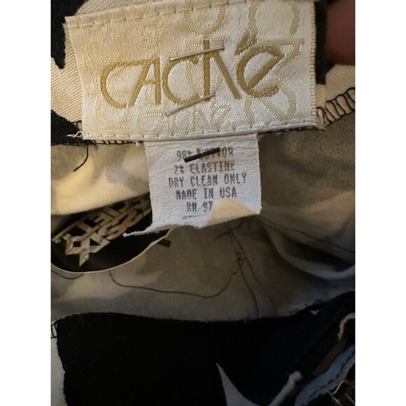 Cache Vintage Black & White Abstract Tropical Floral Wrap Skort, Women's Size 8 - Picture 6 of 6